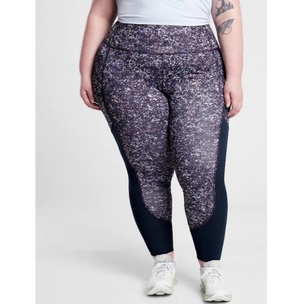Athleta Leggings Womens 3X Rainier Printed Mesh Tight Purple Blue